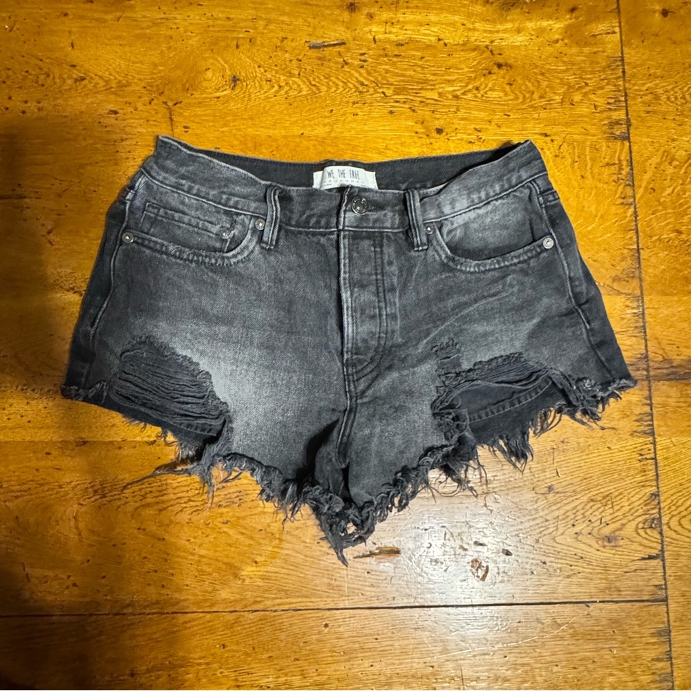 We The Free Black Distressed Cutoff Jean Shorts